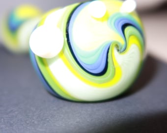 Swirly Glass Pipe with Yellow, Green, Blue & White accents