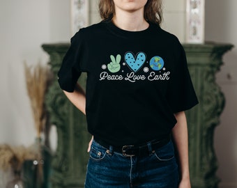 Earth Day shirt, Woman's shirt, Peace Love Shirt, spring shirt, Be Kind to your Planet shirt, peace sign shirt, hippie shirt, Love the Earth