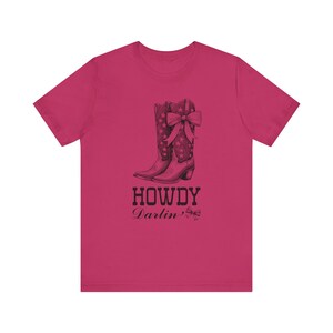 Howdy Darlin Shirt, Western Howdy shirt, Coquette Cowgirl, Cowgirl Boot, Girly, Coquette Shit, Gift for cowgirl, Texas girl tee, image 3