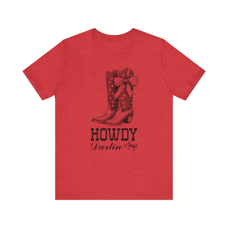 Howdy Darlin Shirt, Western Howdy shirt, Coquette Cowgirl, Cowgirl Boot, Girly, Coquette Shit, Gift for cowgirl, Texas girl tee, image 4