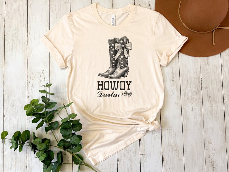 Howdy Darlin Shirt, Western Howdy shirt, Coquette Cowgirl, Cowgirl Boot, Girly, Coquette Shit, Gift for cowgirl, Texas girl tee, image 9