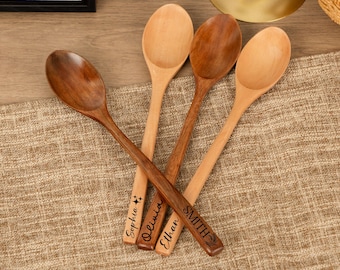 Gepersonaliseerde gegraveerde houten lepel, op maat gegraveerde kooklepel, huwelijksgunst, housewarmingcadeau, vrijgezellenfeest, keukendecor