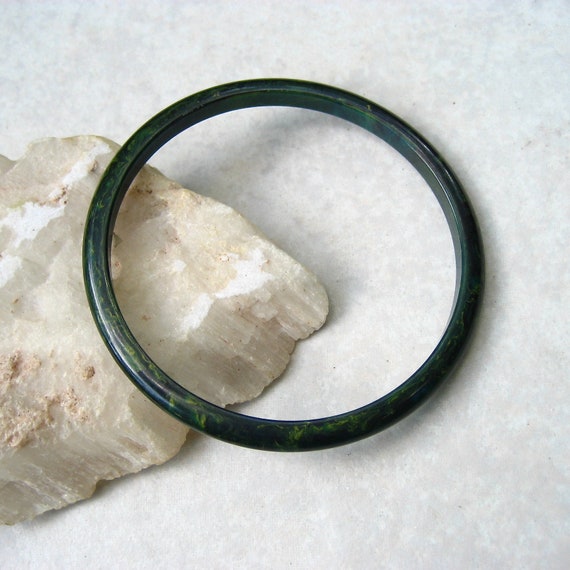 Vintage Bakelite Bracelets Spacer Stack Green Mar… - image 6