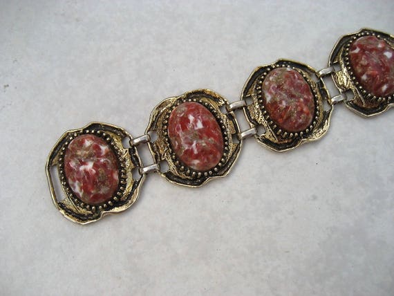 Vintage Selro Chunky Bracelet Venetian Red Lucite… - image 3