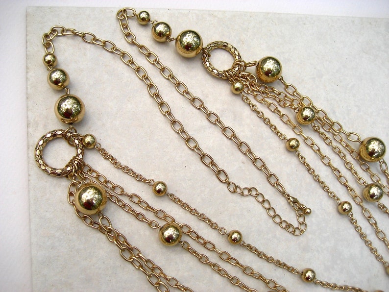 Vintage Huge Festoon Necklace Gold Tone Multi Chain Balls Bib - Etsy