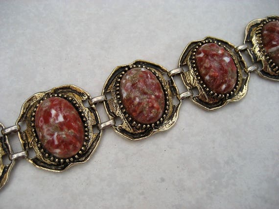 Vintage Selro Chunky Bracelet Venetian Red Lucite… - image 6