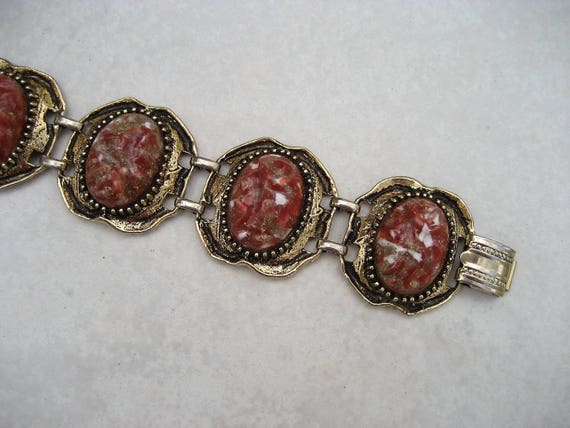 Vintage Selro Chunky Bracelet Venetian Red Lucite… - image 7