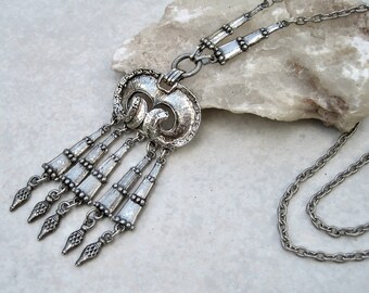 Vintage Scandinavian Pewter Necklace Astri Holthe Norway Dangles Pendant