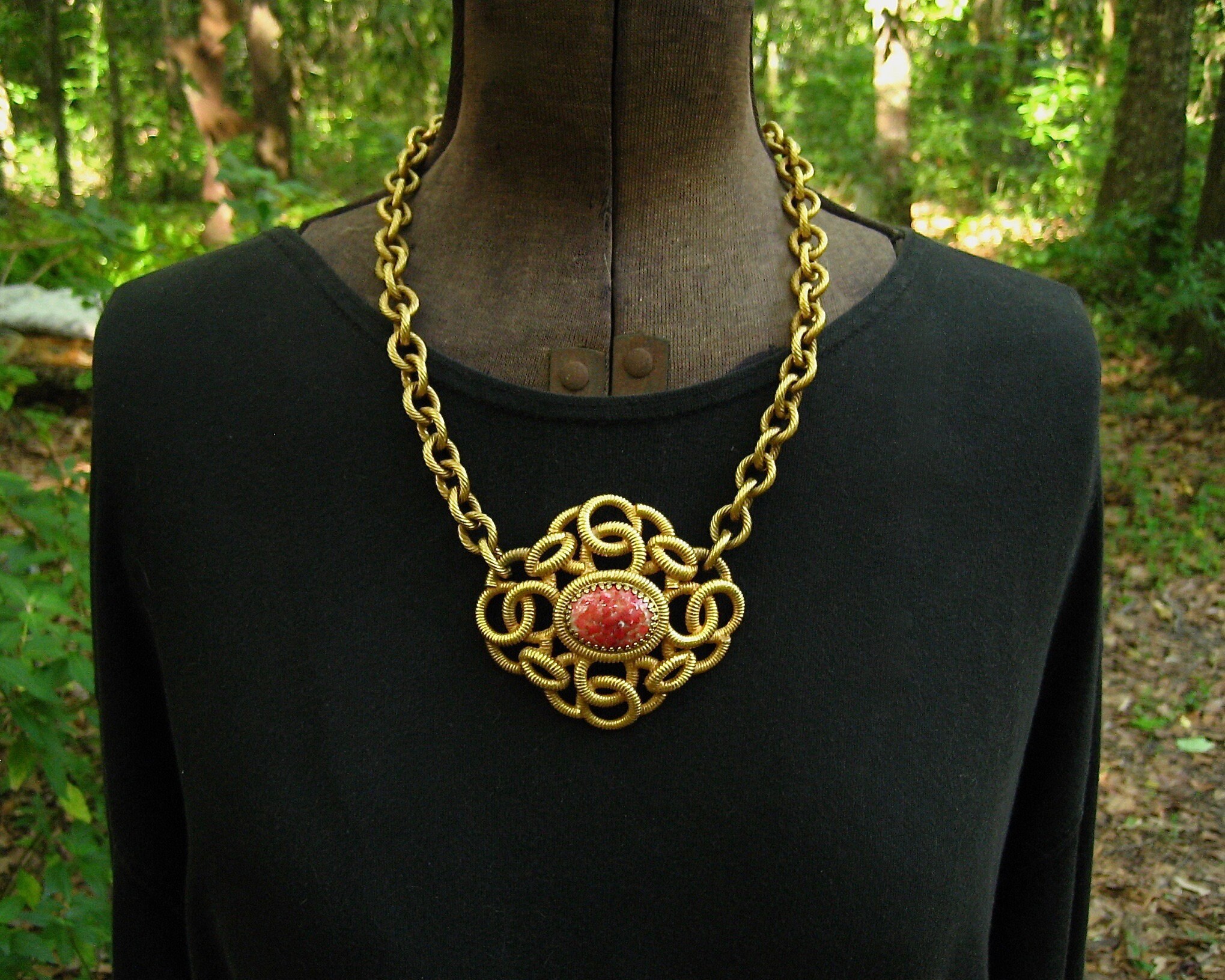 Vintage Castlecliff Pendant Necklace Huge Celtic Knot Gold Etsy
