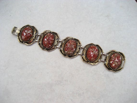 Vintage Selro Chunky Bracelet Venetian Red Lucite… - image 2