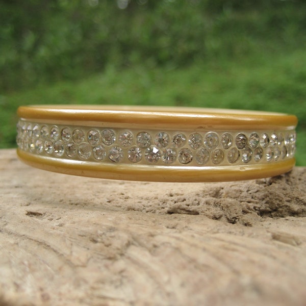 Vintage Celluloid Rhinestone Bangle Bracelet 1930s