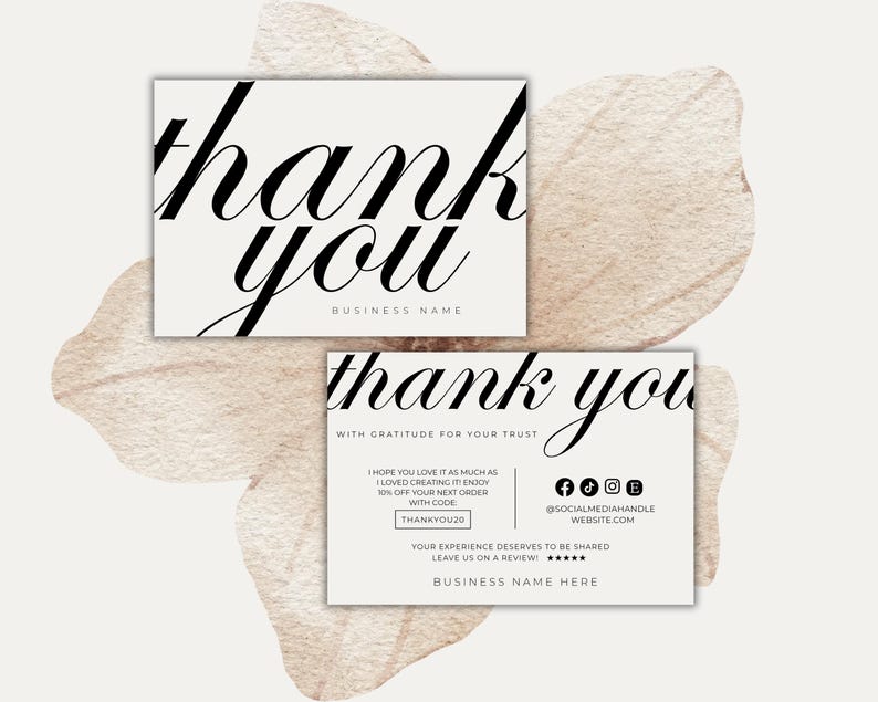 Minimalist Thank You Card Template – Elegant Canva Design - Etsy