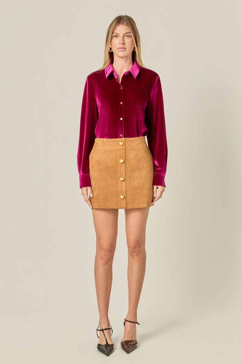 Rosa Samtbluse, Urlaub Party Top, Samt Top für Frauen, Formelles Hemd, Luxuriöse Samtbluse, Herbst Winter Warm, Geschenk für sie Bild 3