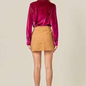 Rosa Samtbluse, Urlaub Party Top, Samt Top für Frauen, Formelles Hemd, Luxuriöse Samtbluse, Herbst Winter Warm, Geschenk für sie Bild 2