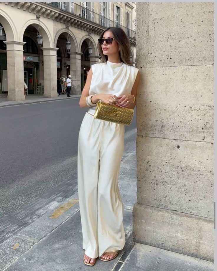 Luxury Women's Silk Pants off White Silk Trousers Silk Pants Wide — free download