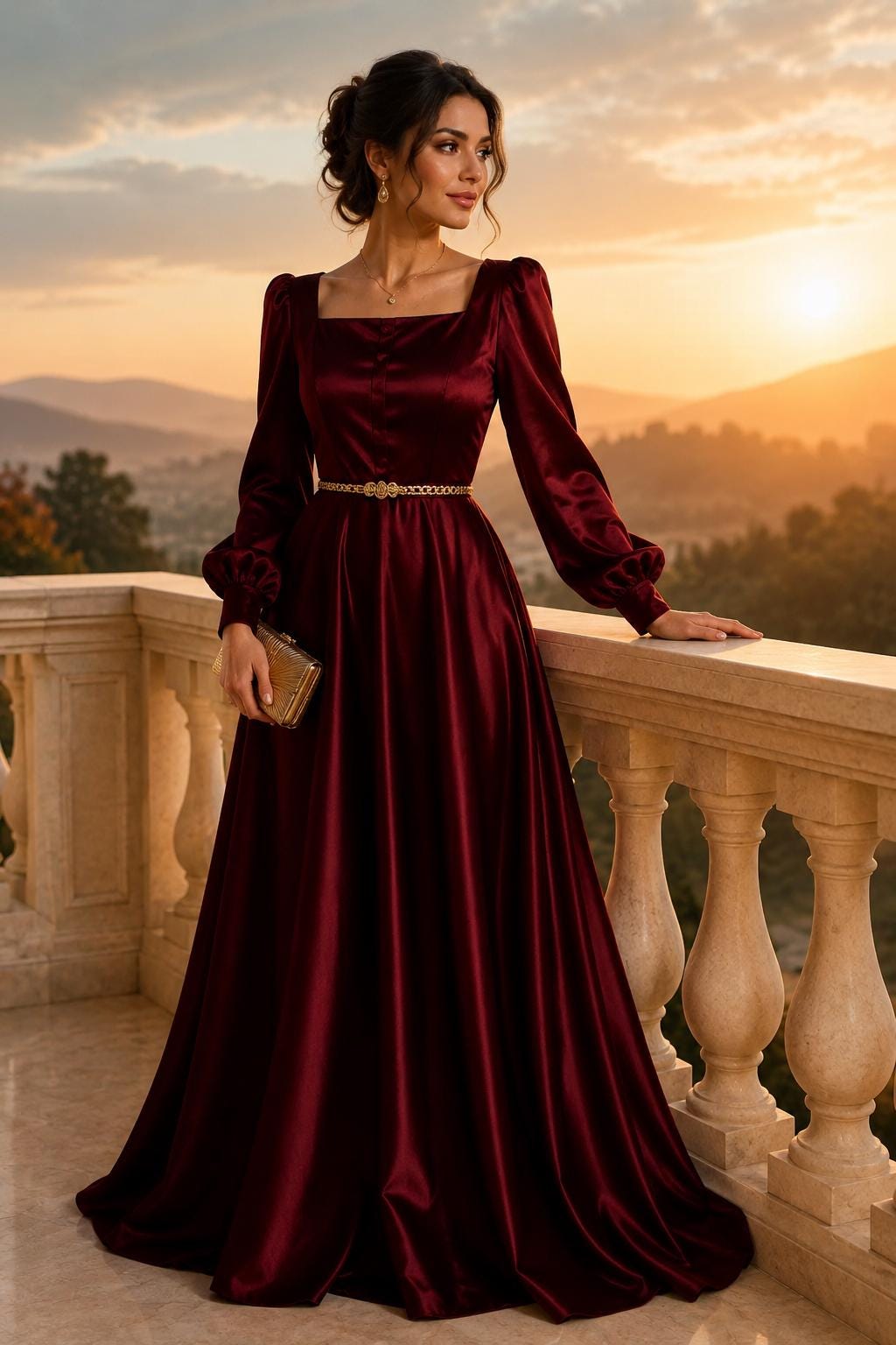 Red Long Sleeve Gown - Etsy Red Long Sleeve Gown - Etsy