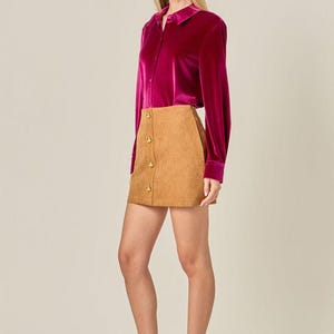 Rosa Samtbluse, Urlaub Party Top, Samt Top für Frauen, Formelles Hemd, Luxuriöse Samtbluse, Herbst Winter Warm, Geschenk für sie Bild 5