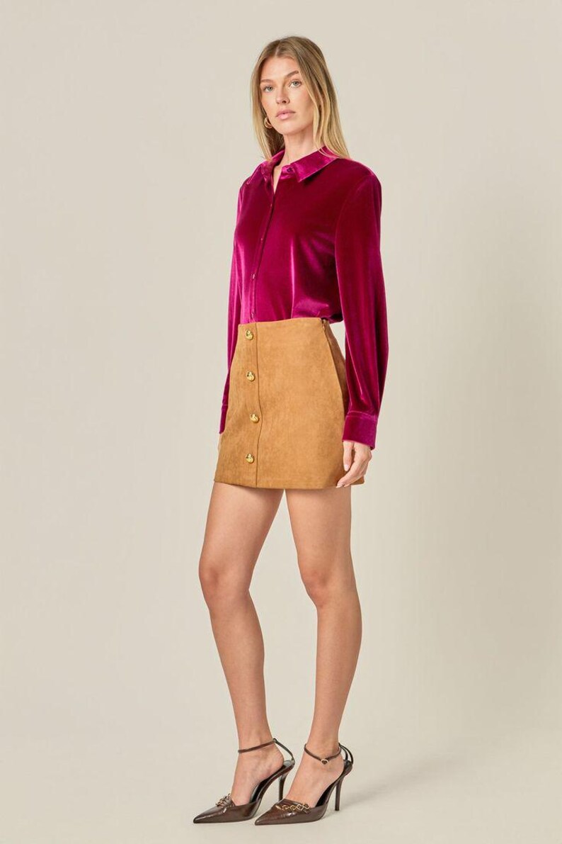 Rosa Samtbluse, Urlaub Party Top, Samt Top für Frauen, Formelles Hemd, Luxuriöse Samtbluse, Herbst Winter Warm, Geschenk für sie Bild 5