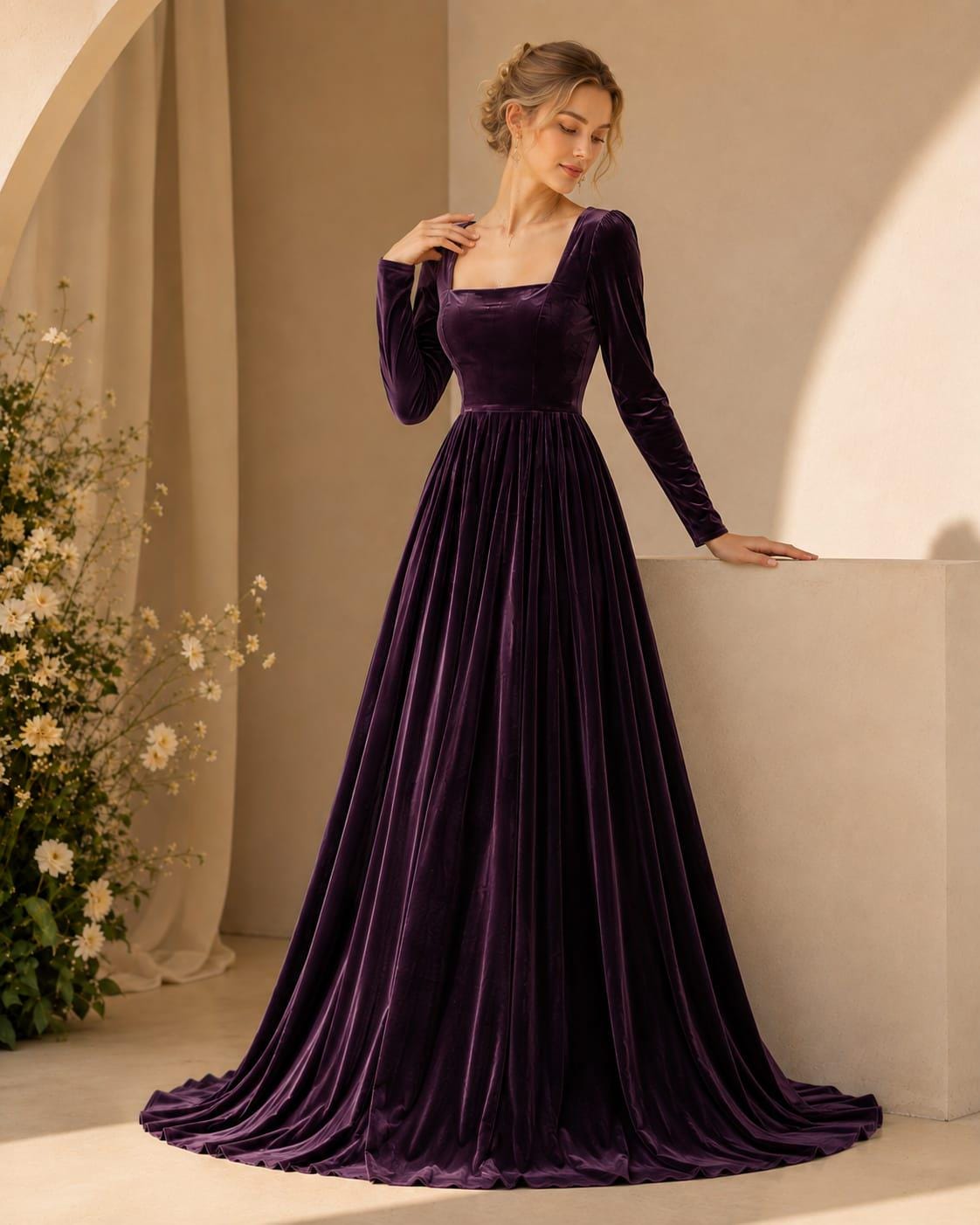 Purple Velvet Bridesmaid Dresses