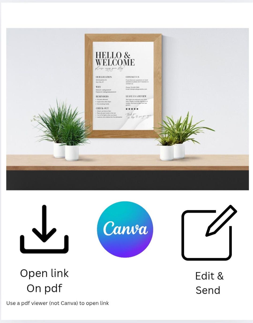 Airbnb Welcome Note A4 | Instant Download Editable Template - Etsy