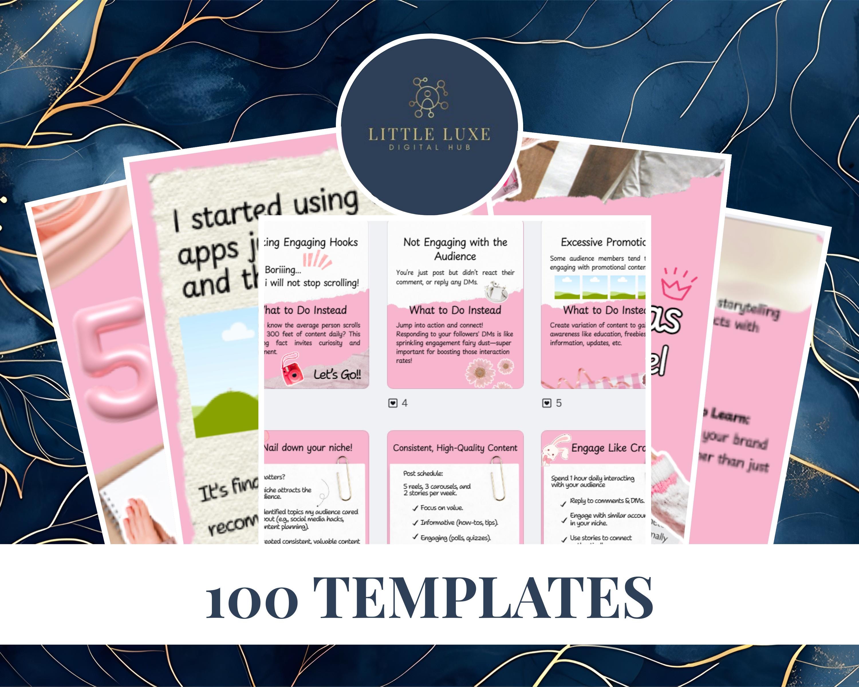 Pink Instagram Carousel Templates Canva | 100 Editable Posts - Etsy