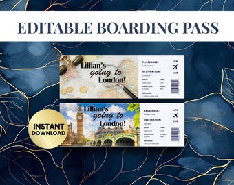 Editable Boarding Pass Canva Template | Surprise Trip Reveal | Travel Gift