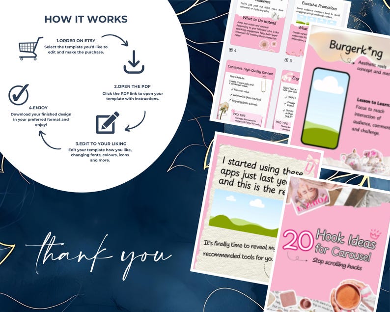 Pink Instagram Carousel Templates Canva | 100 Editable Posts - Etsy