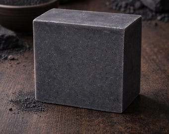 Jabón en barra de carbón activado con manteca de karité y aceites esenciales – Desintoxicante Lavanda Menta