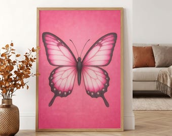 Light Pink Butterfly Art Poster: Vibrant Wall Art Print