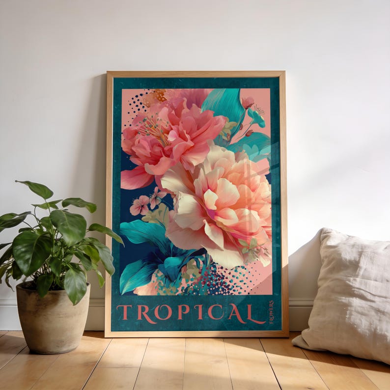 tropical-pink-botanical-flower-print-wall-art-rainforest-poster-wild
