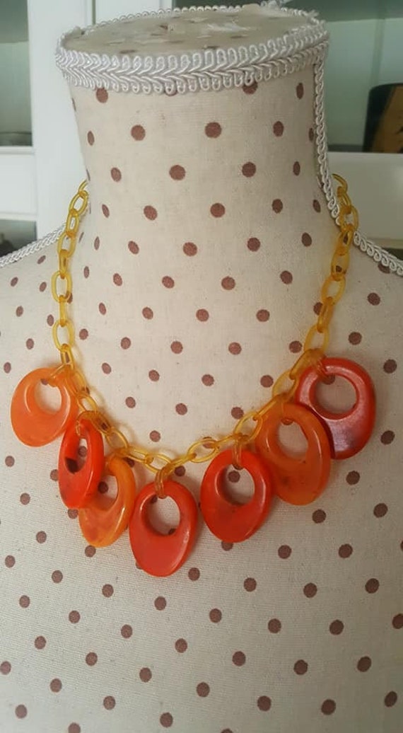 40s celluloid and bakelite necklace. Tequila sunr… - image 2