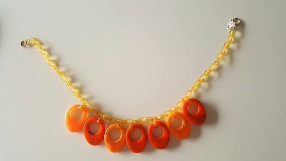 40s celluloid and bakelite necklace. Tequila sunr… - image 1