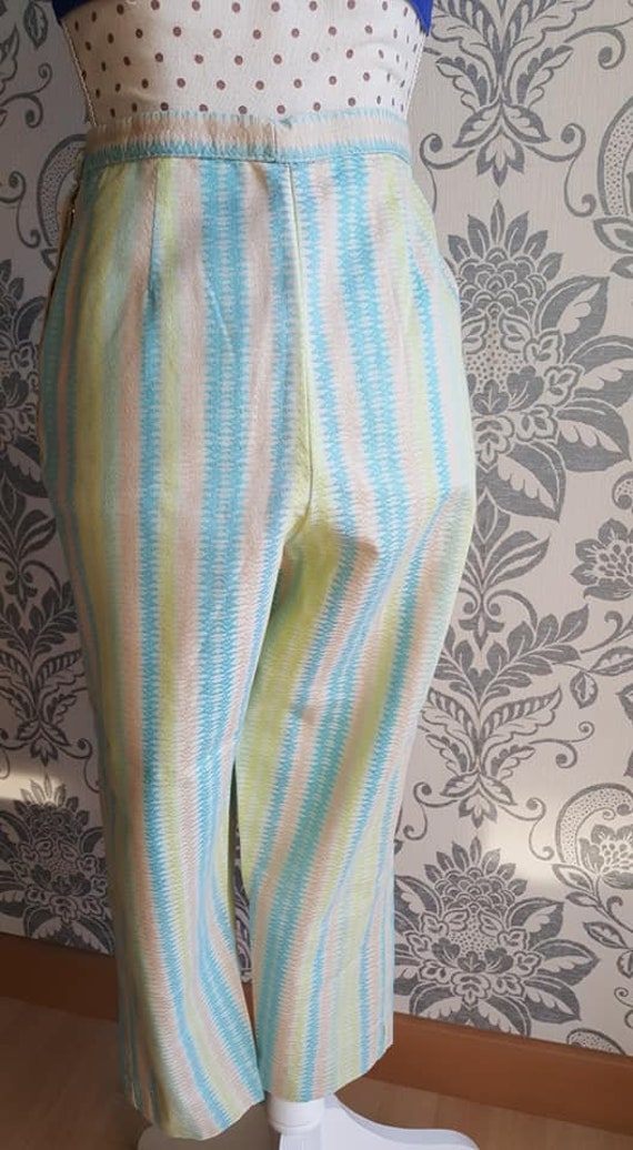 Vintage 1950s 50s cotton candy stripes CAPRI pant… - image 3