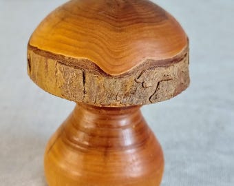 Vintage Hand Turned Wood Mushroom Incense Holder, Live Edge Woodland Incense Burner, Rustic Mushroom Decor, Cottage Core Boho Altar Decor