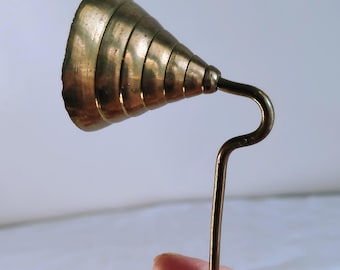 Vintage Solid Brass Candle Snuffer, 12 Inch Long Twisted Handle Candle Extinguisher, Brass Wick Snuffer, Cottage Farmhouse Candle Accessory