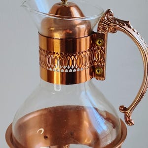 Vintage Corning Ware Copper Coffee Carafe with Warmer – Mid Century MCM Barware