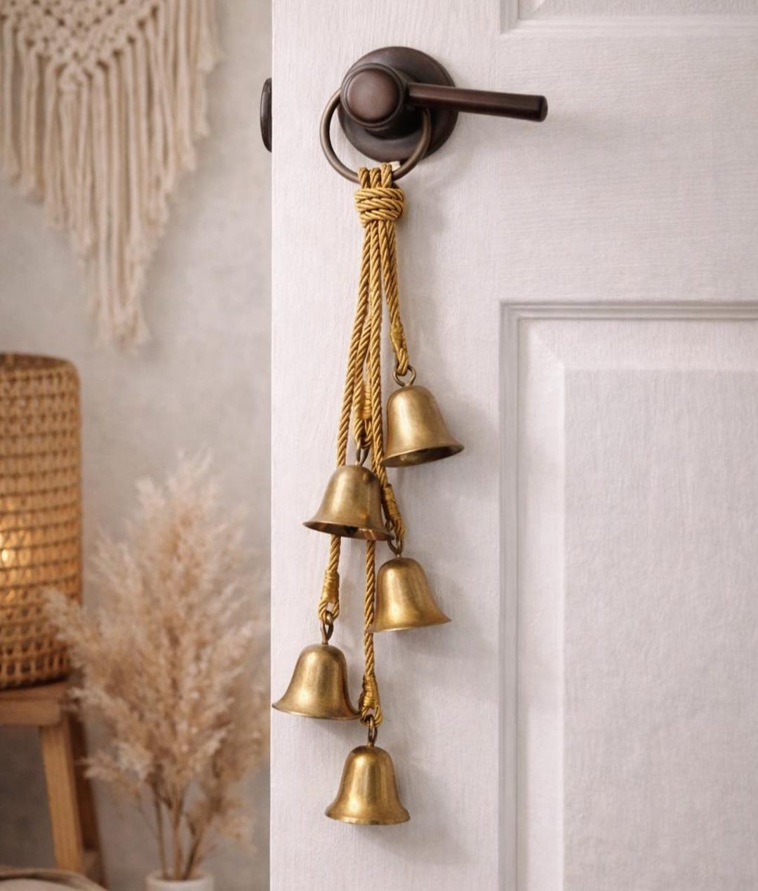 Vintage Brass Hanging Bells, Indian Wall Decor, Christmas Door Chime ...