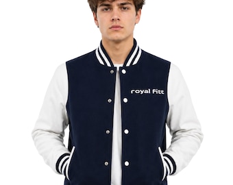 Chaqueta universitaria personalizada / Chaqueta estilo Letterman con cuerpo de lana y mangas de cuero.