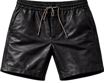 Pantalones cortos de cuero genuino para hombre / Estilo veraniego a la moda para él