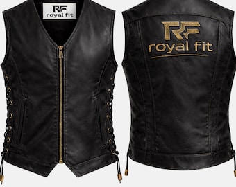 Chaleco de cuero elegante para motociclistas, para hombres y mujeres.