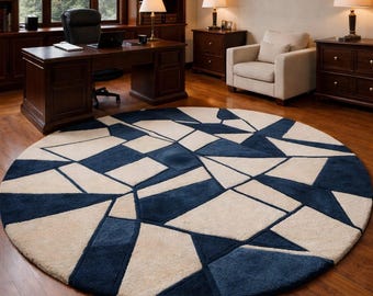 5x5ft Handmade Tufted Carpet modern Geometric rug Living Room Bedroom Office