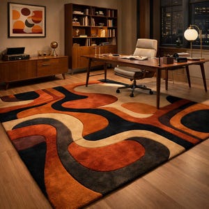 soft wool area rug close texture modern abstract pattern