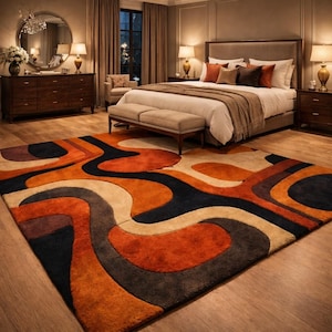 geometric abstract rug warm tones luxury home interior