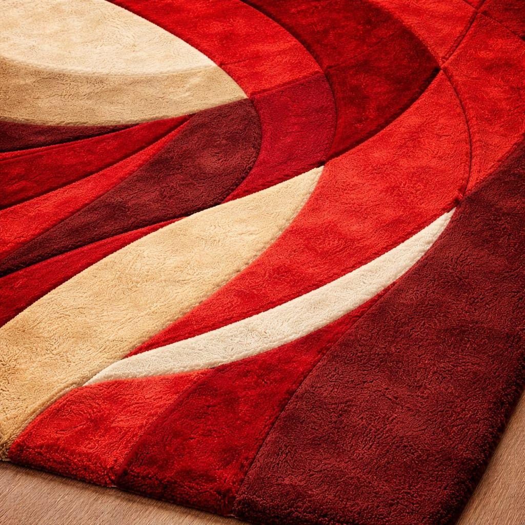 Modern Rug Red Pattern 8×10ft Red Beige Modern Abstract Rug Hand Tufted Contemporary Living ...