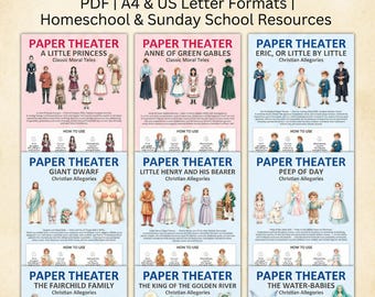 Christliche Vintage Papiertheatersets - 9 druckbare Story Bundle (PDF-Download)