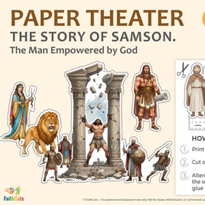 Samson Bible Story Figures: Temple Destruction Paper Theater (PDF)