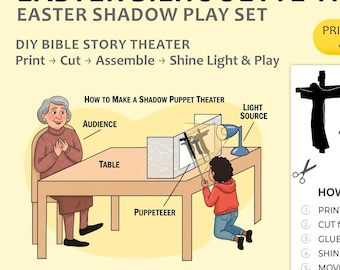 Easter Shadow Puppet Theater - Printable Bible Story Set (A4 & US Letter)