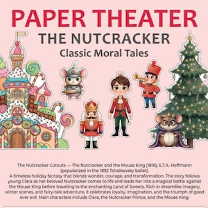 Nutcracker Paper Dolls Set, Christmas Puppet Theater, 20 Characters (Digital Download)