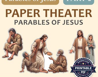 Gleichnisse von Jesus Teil 2 Papiertheater - Bibelaktivitätspaket (druckbare PDF)