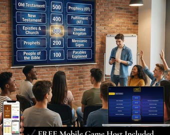 Bibel-Millionär Quiz-Spiel für Kirche | Printable & Bildschirmspiel | Wer wird ein Millionär Style + Mobile Host Mode